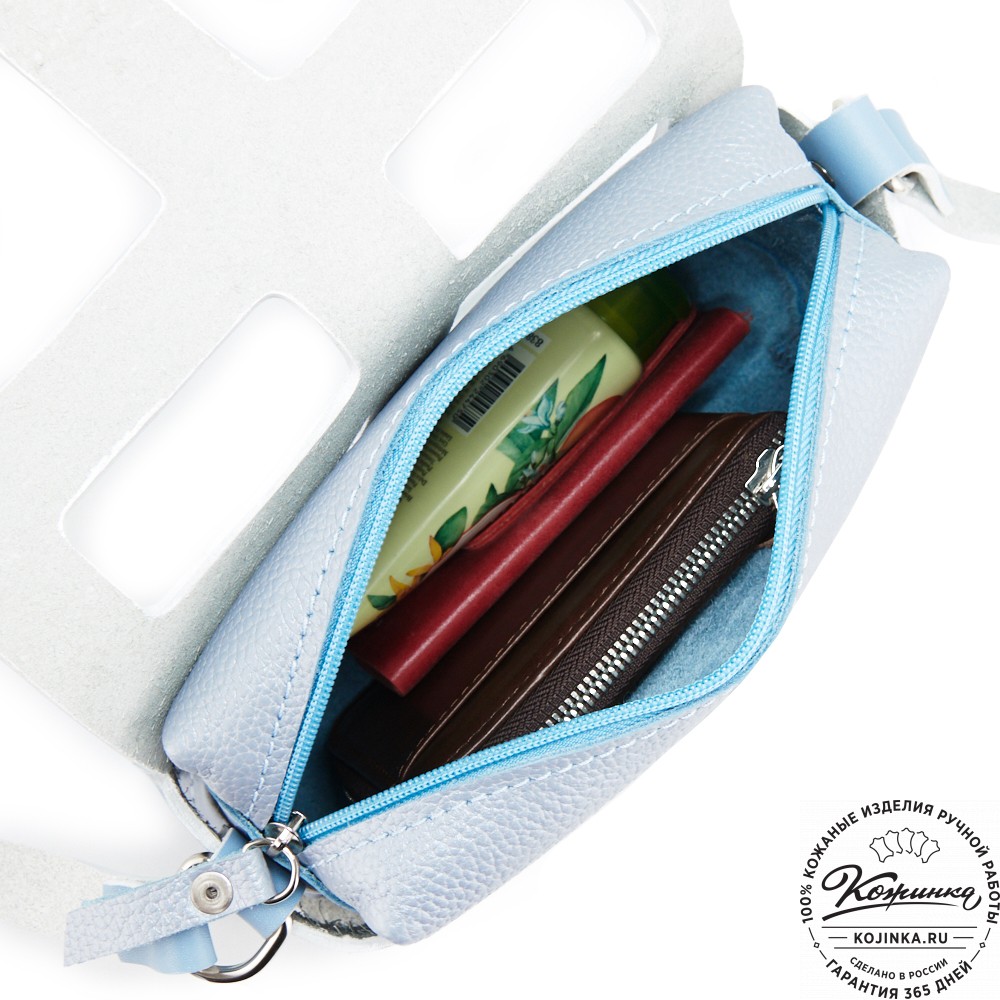 Женская кожаная сумка "Кортни" (голубая) 